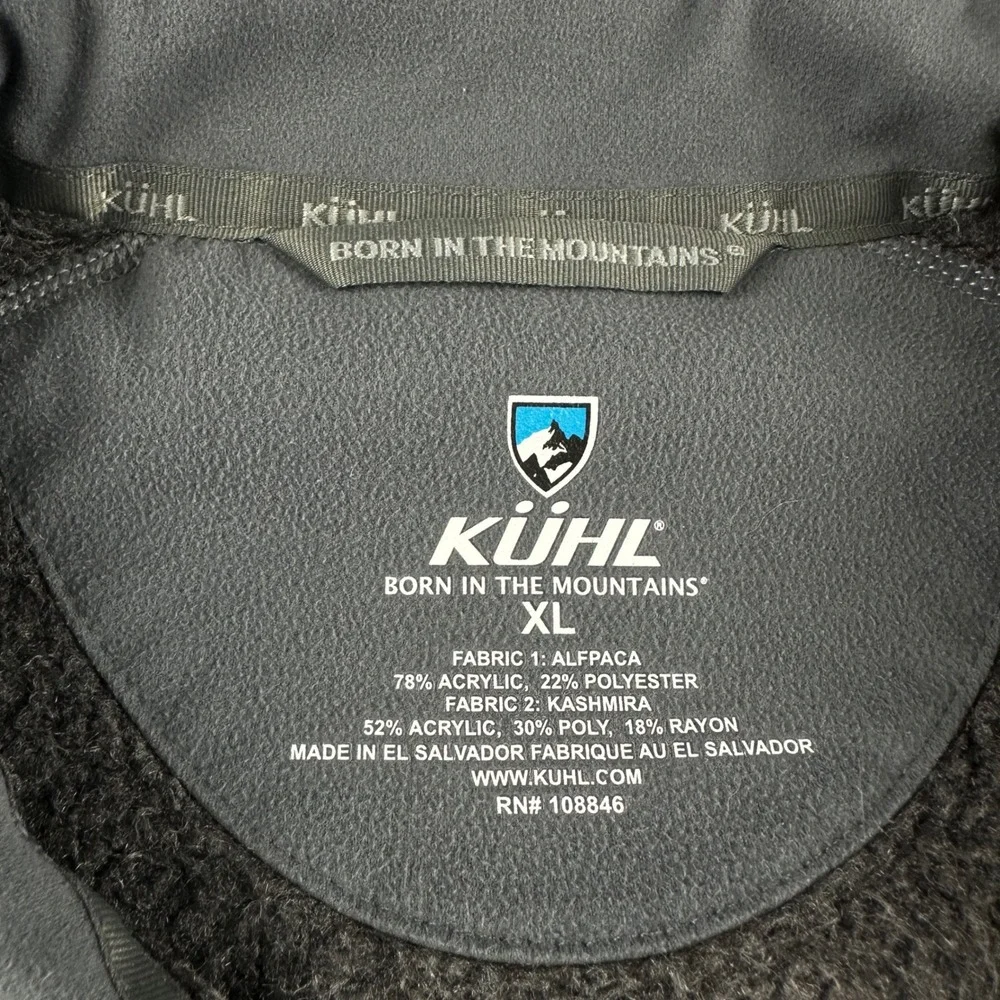 Kuhl‎ Interceptr Fleece Full Zip Jacket Mens XL Charcoal Gray Alfpaca Kashmira